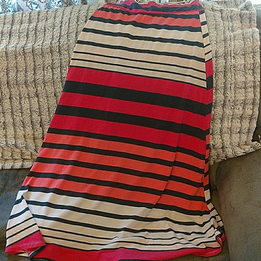 Ombre Striped Pink Maxi Skirt